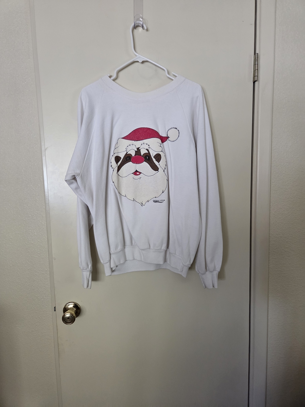 White Holiday Black Santa Claus Graphic Sweatshirt - Men
